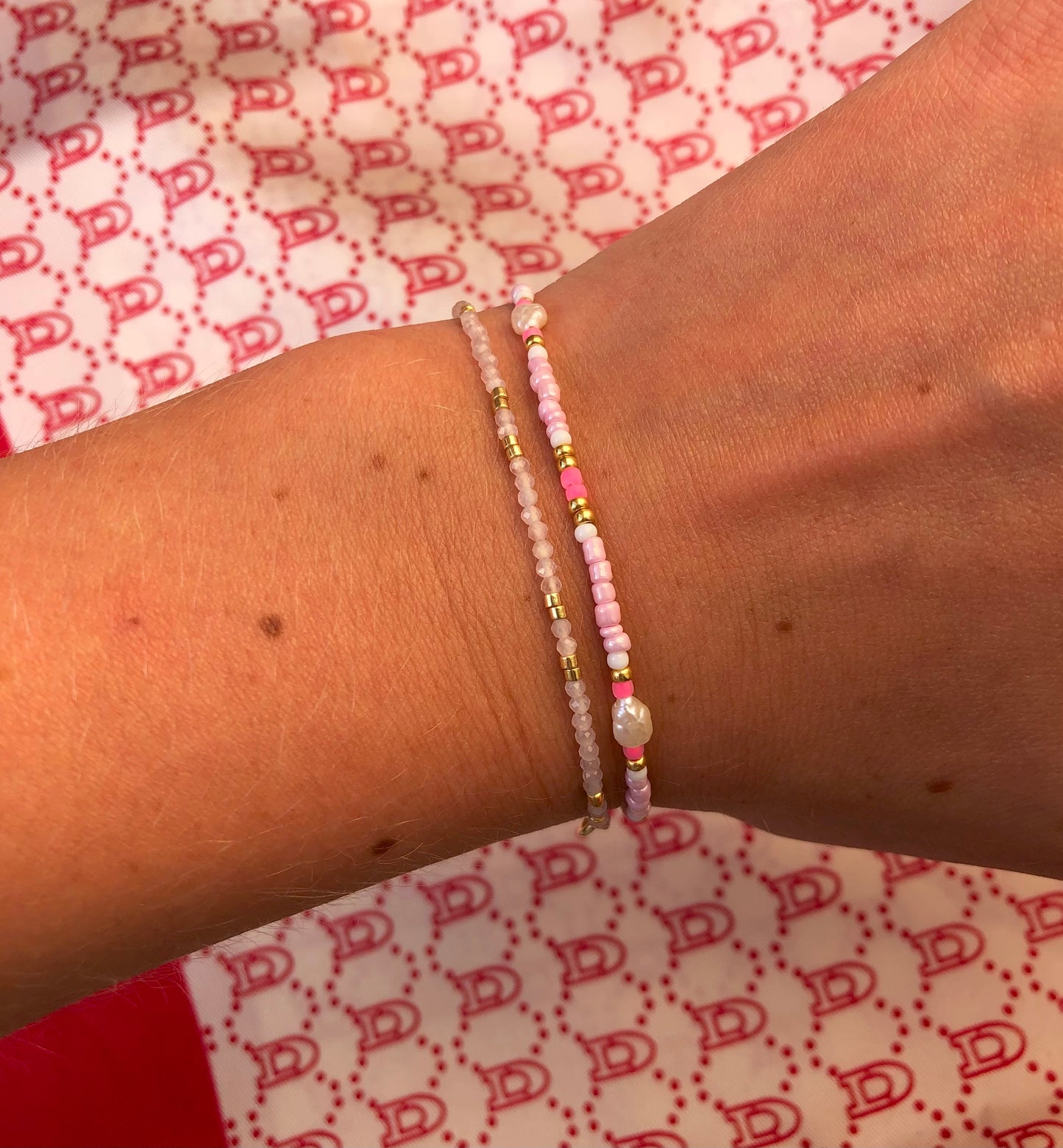 The Capri Bracelet - Pink Glass